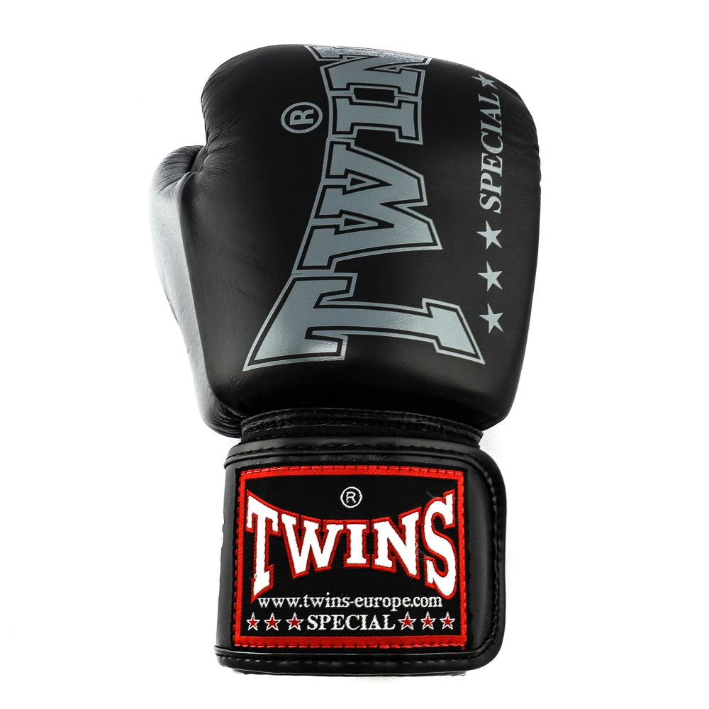 Twins Special BGVL 8 Boxhandschuhe - Echt Leder - Schwarz / Grau