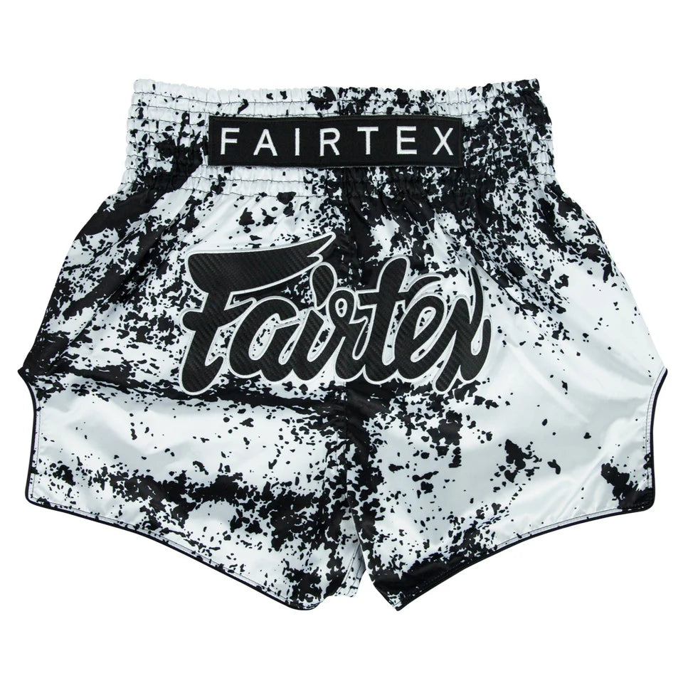 Fairtex Muay Thai Shorts - BS1948 Grunge White - Weiß / Schwarz
