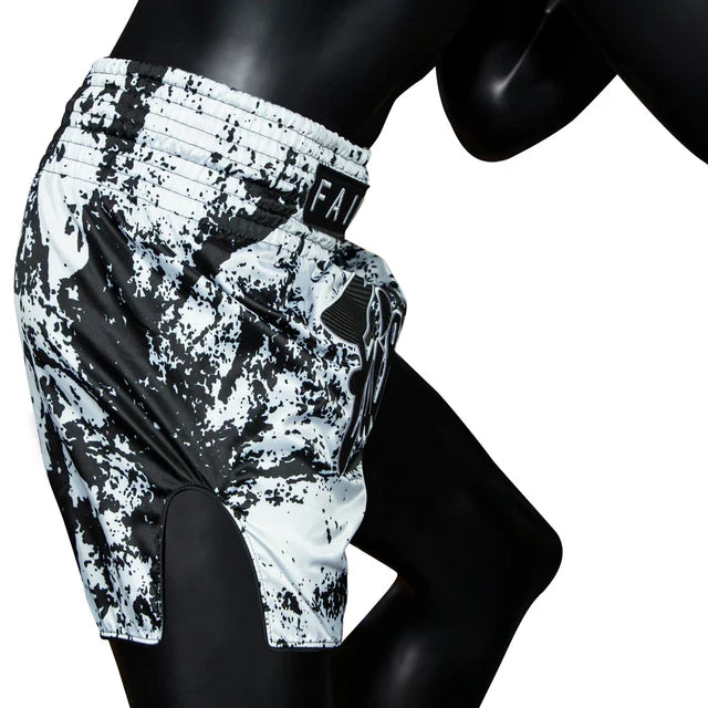 Fairtex Muay Thai Shorts - BS1948 Grunge White - Weiß / Schwarz