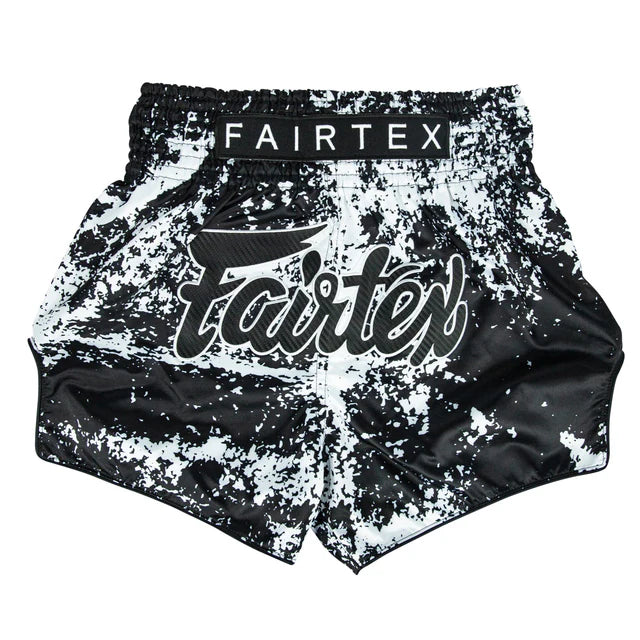 Fairtex Muay Thai Shorts - BS1949 Grunge White - Schwarz / Weiß