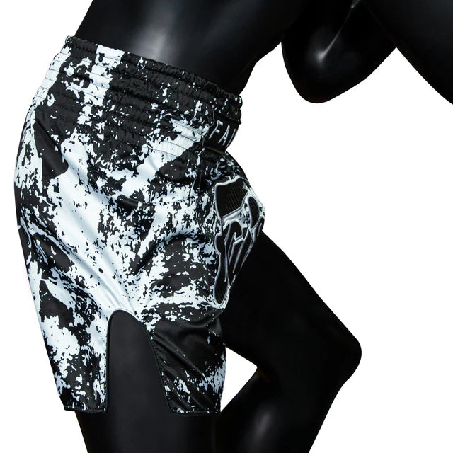 Fairtex Muay Thai Shorts - BS1949 Grunge White - Schwarz / Weiß