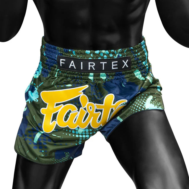 Fairtex Muay Thai Shorts - BS1954 Matrix - grün / blau