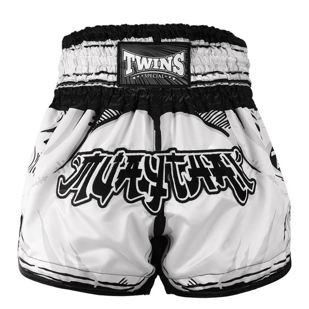 Twins Special TBTL Comic Muay Thai Shorts – Weiß/Schwarz