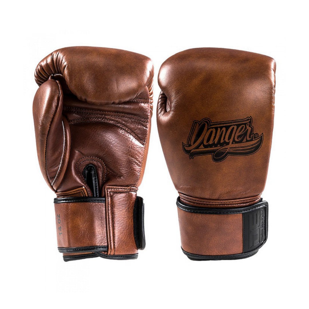Danger Thai Legend Boxhandschuhe - Echtes Leder - Braune Retro-Optik