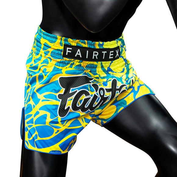Fairtex BS1927 Muay Thai Shorts - Magma 'Grün - blau/gelb/grün