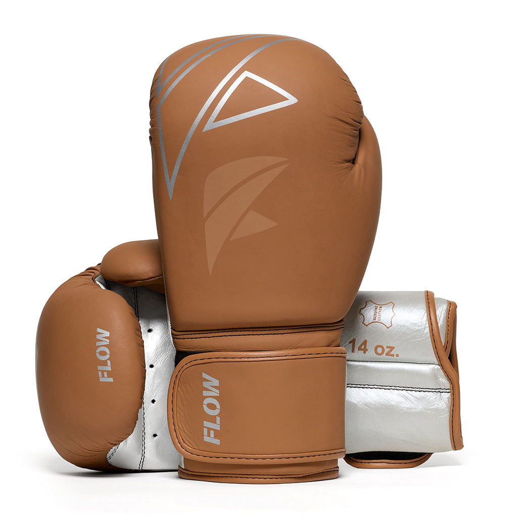 Flow Progress Boxhandschuhe - matt Braun/Silber Rindsleder
