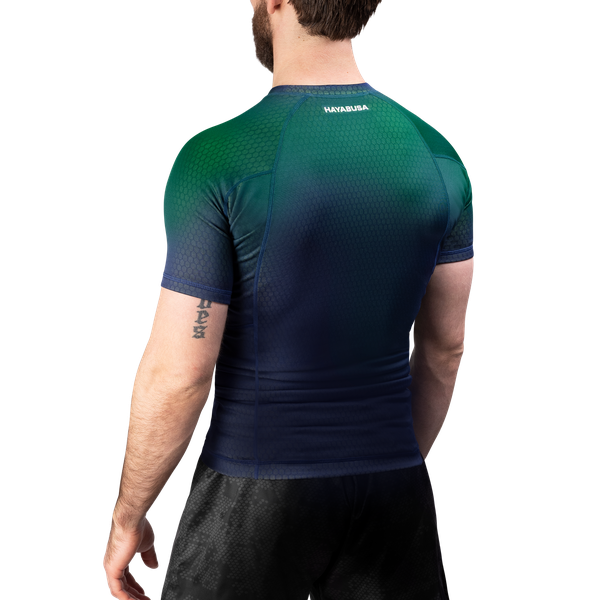 Hayabusa Fusion Kurzarm Rashguard - Blau / Grün
