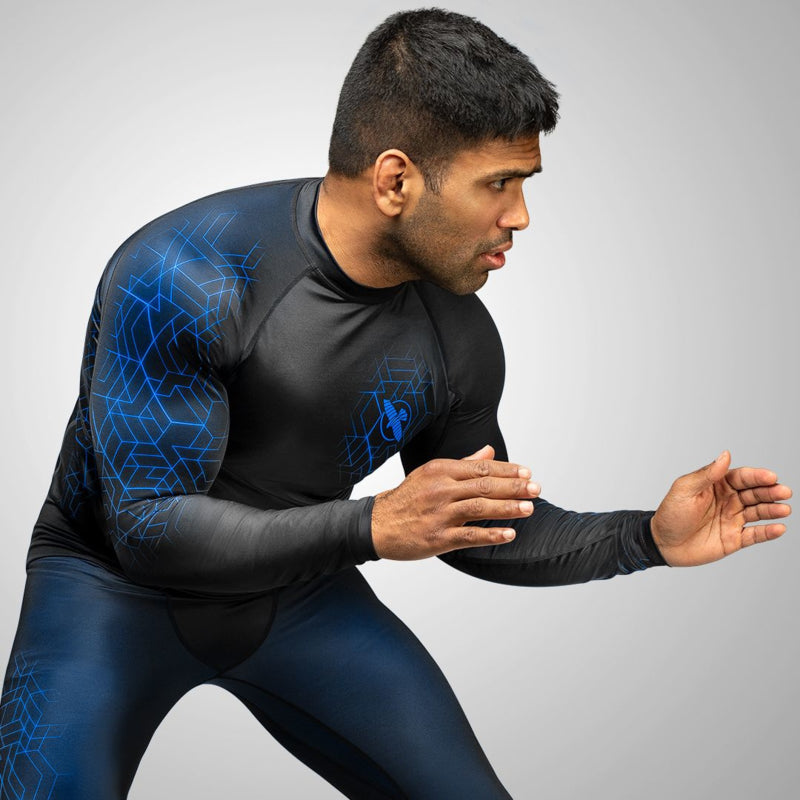 Hayabusa Geo Langarm Rashguard - Schwarz / Blau