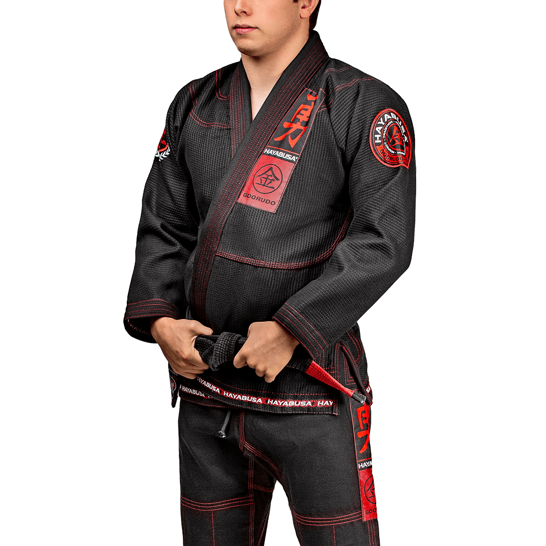 Hayabusa Goorudo 3 Gold Weave Jiu Jitsu Gi - Schwarz / Rot