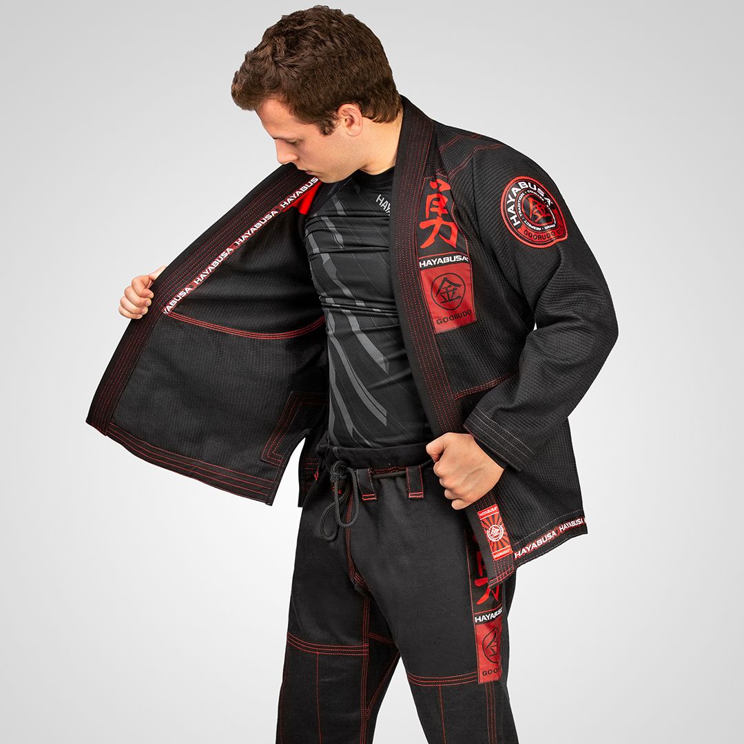Hayabusa Goorudo 3 Gold Weave Jiu Jitsu Gi - Schwarz / Rot