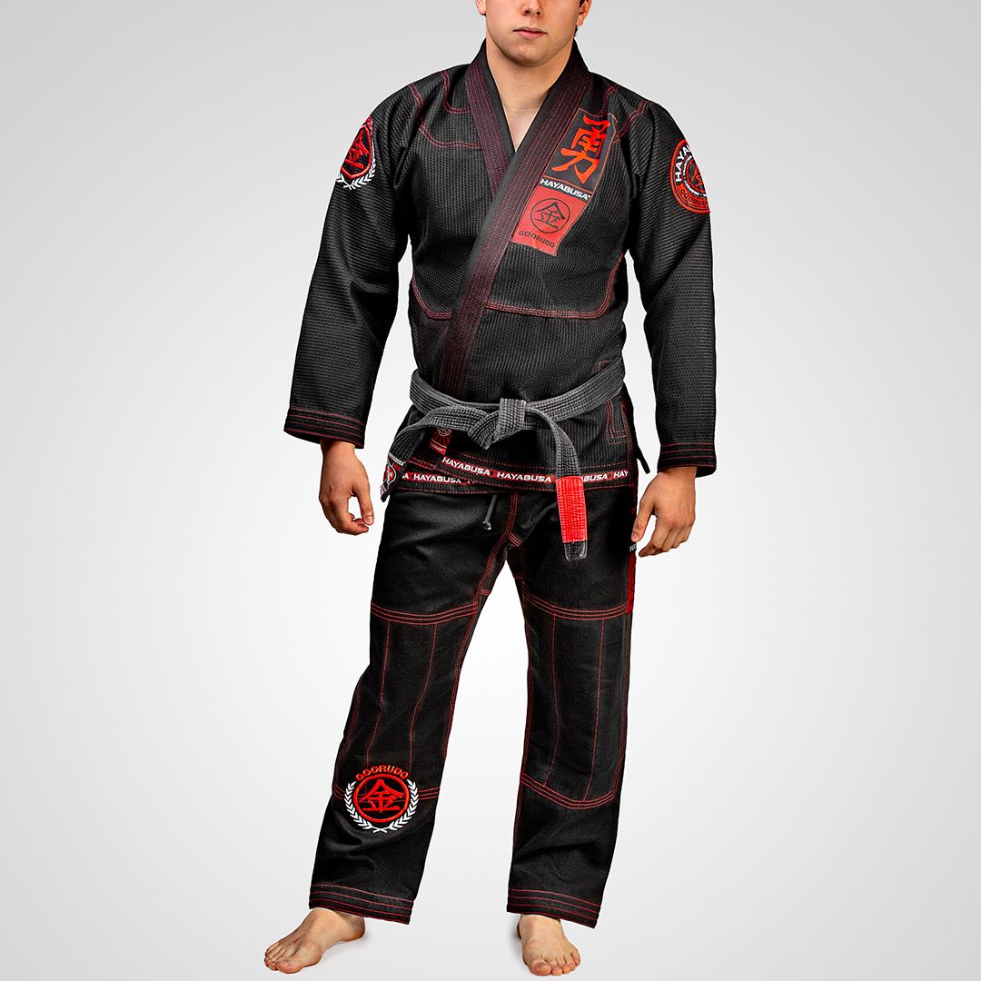 Hayabusa Goorudo 3 Gold Weave Jiu Jitsu Gi - Schwarz / Rot
