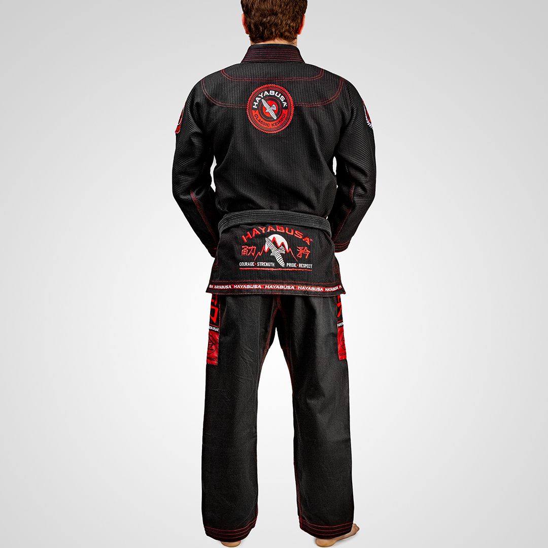 Hayabusa Goorudo 3 Gold Weave Jiu Jitsu Gi - Schwarz / Rot