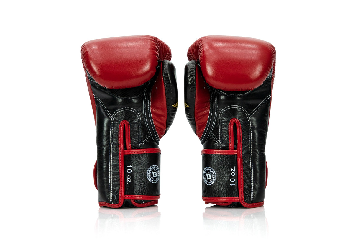 Booster X Fairtex Boxhandschuhe - BG V2 - Echtes Leder - Rot / Schwarz / Gold