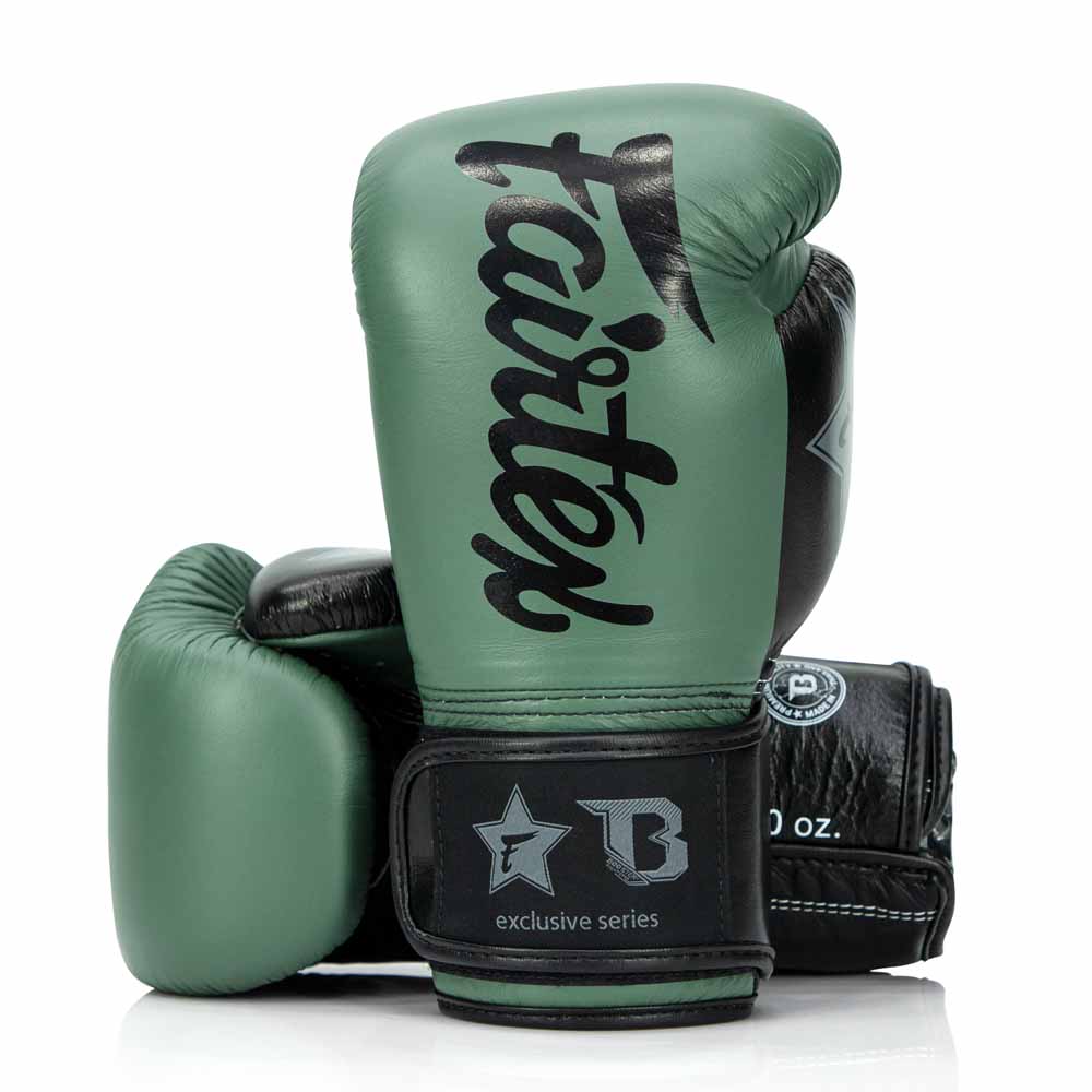 Booster X Fairtex Boxhandschuhe - BG V2 - Echtes Leder - Dunkelgrün / Schwarz