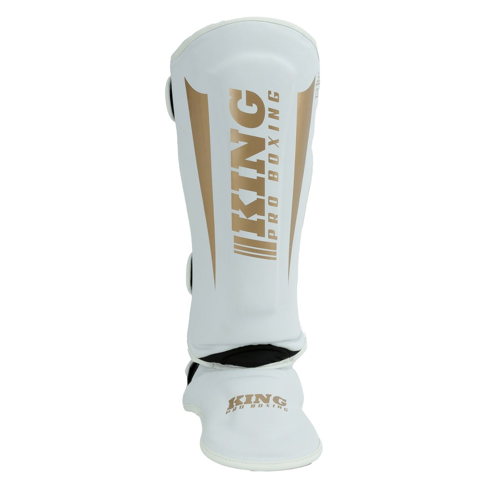 King Pro Boxing Revo 9 Kickboks Schienbeinschoner - Weiß/Gold