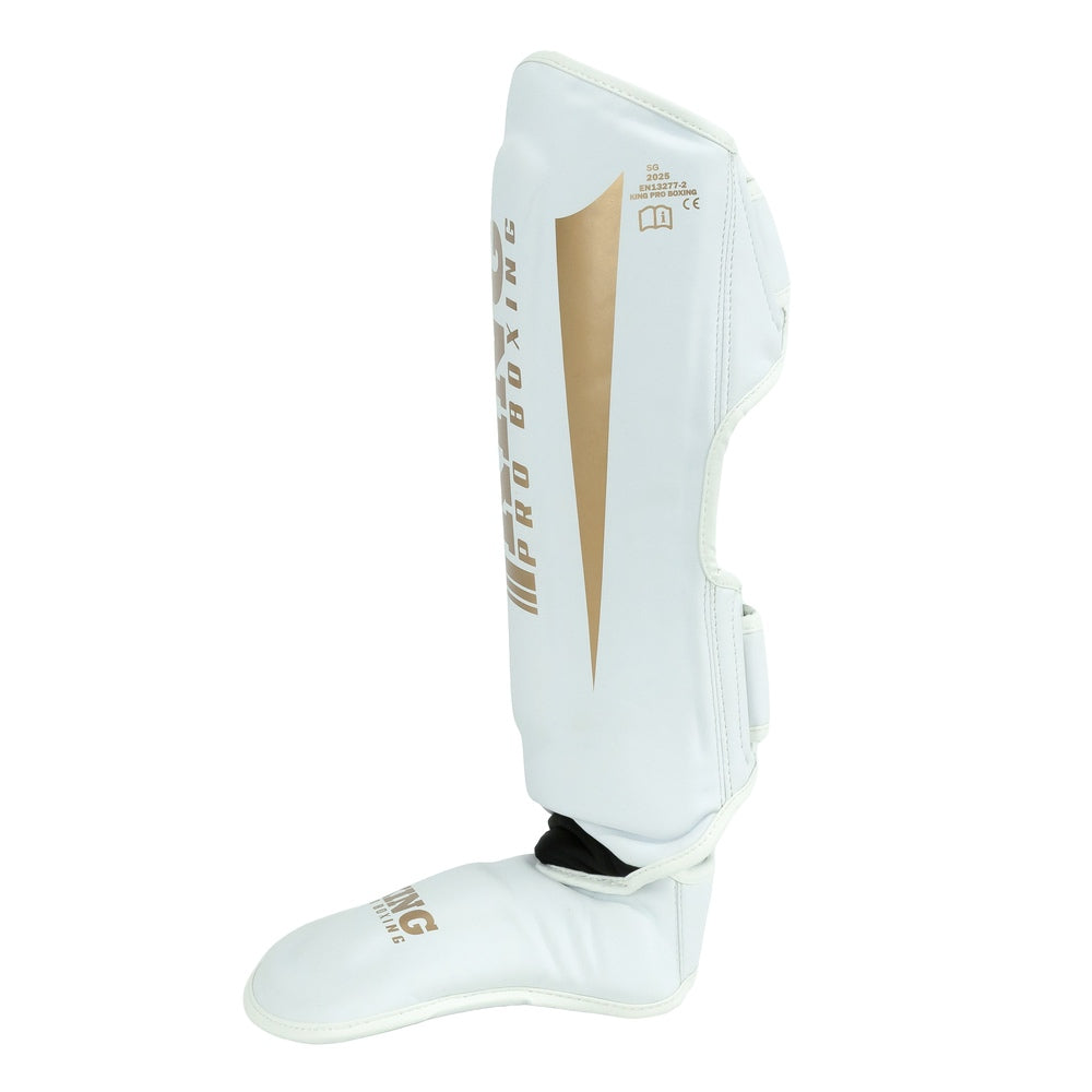 King Pro Boxing Revo 9 Kickboks Schienbeinschoner - Weiß/Gold