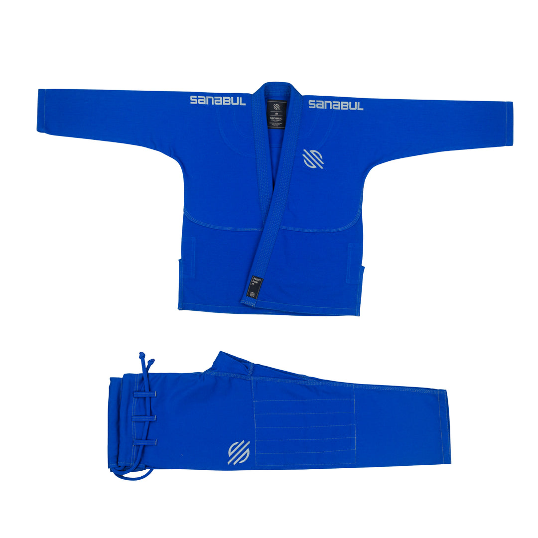 Sanabul Essential Leichtgewicht Brasilianisches Jiu Jitsu Gi - Vorverkleinert Baumwolle - IBJJF genehmigt - Blau