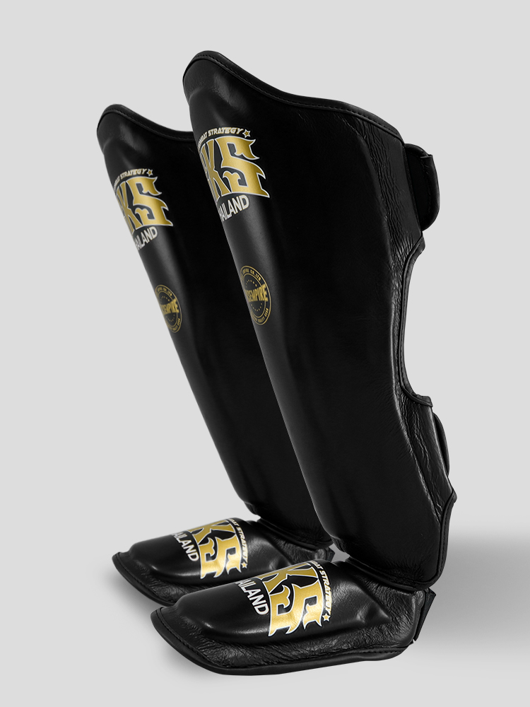 SKS Empire Schienbeinschoner - Echtes Leder - Schwarz / Gold