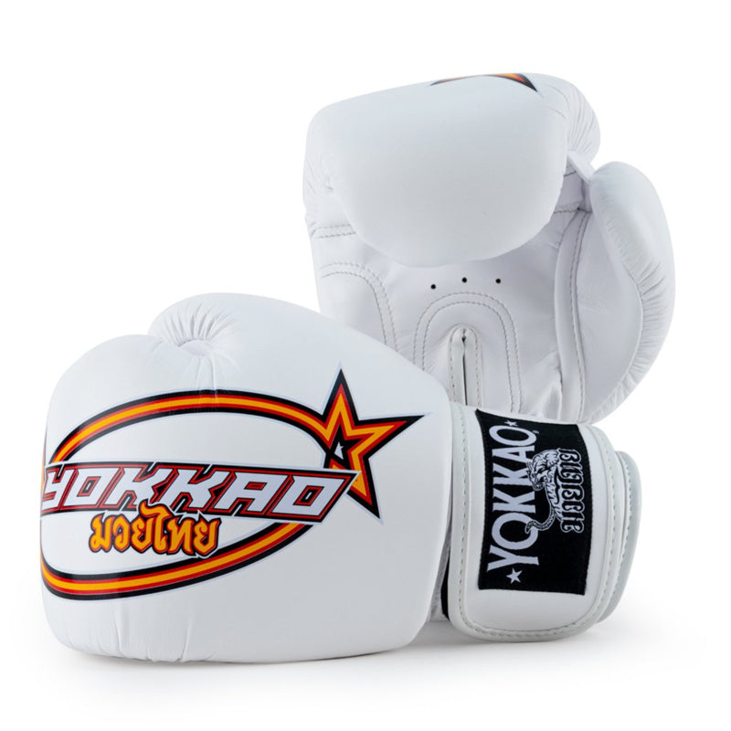 Yokkao Vertikale Boxhandschuhe - Mikrofaser Leder - Weiß