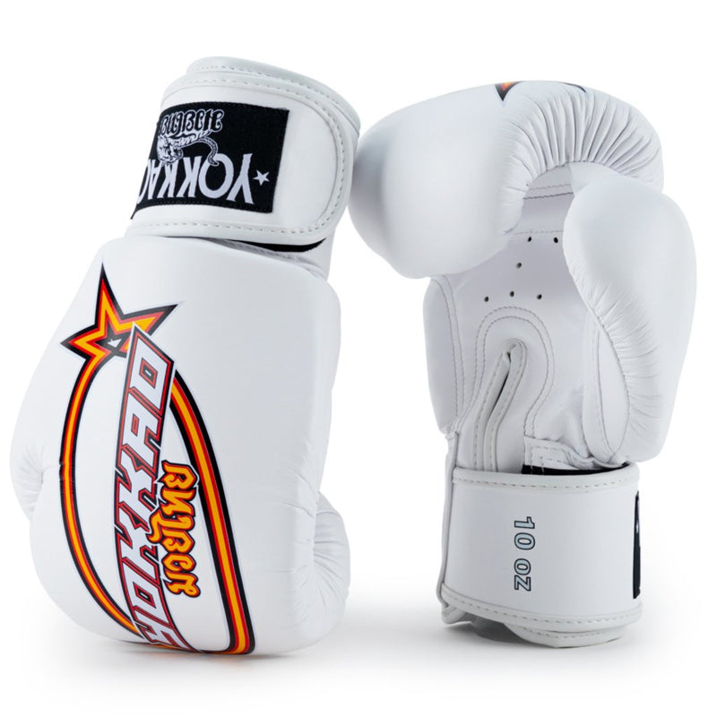 Yokkao Vertikale Boxhandschuhe - Mikrofaser Leder - Weiß