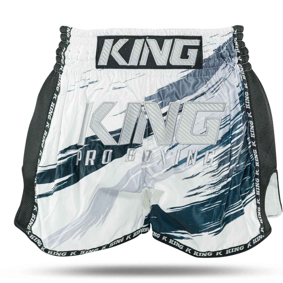 King Pro Boxing Storm 2 Muay Thai Shorts - weiß/dunkelblau