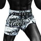Fairtex Muay Thai Shorts - BS1948 Grunge White - Weiß / Schwarz