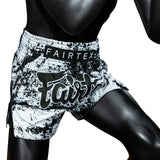 Fairtex Muay Thai Shorts - BS1948 Grunge White - Weiß / Schwarz