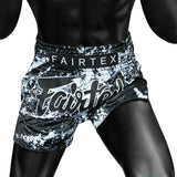 Fairtex Muay Thai Shorts - BS1949 Grunge White - Schwarz / Weiß