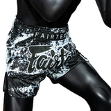 Fairtex Muay Thai Shorts - BS1949 Grunge White - Schwarz / Weiß