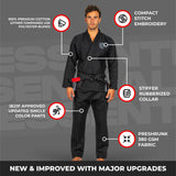 Sanabul Essential Leichtgewicht Brasilianisches Jiu Jitsu Gi - Vorverkleinert Baumwolle - IBJJF genehmigt - Schwarz