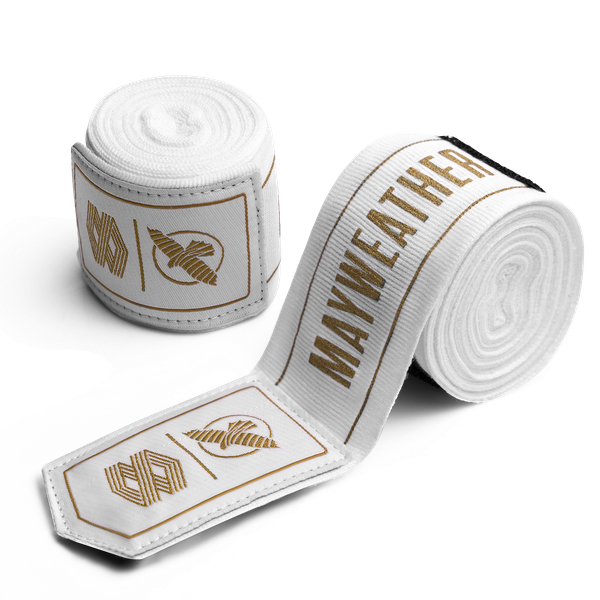 Hayabusa Mayweather Stretch Handwraps - Weiß/Gold - 4,5 Meter