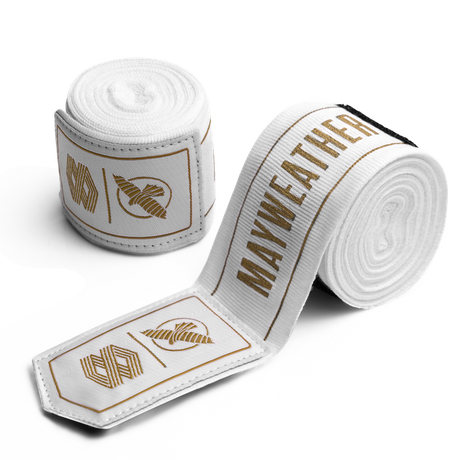 Hayabusa Mayweather Stretch Handwraps - Weiß/Gold - 4,5 Meter