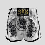 SKS Muay Thai Shorts Sakyant “Tiger & Dragon” - Weiß / Schwarz