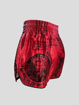 SKS Muay Thai Shorts Sakyant “Stickerbomb” - Rot / Schwarz