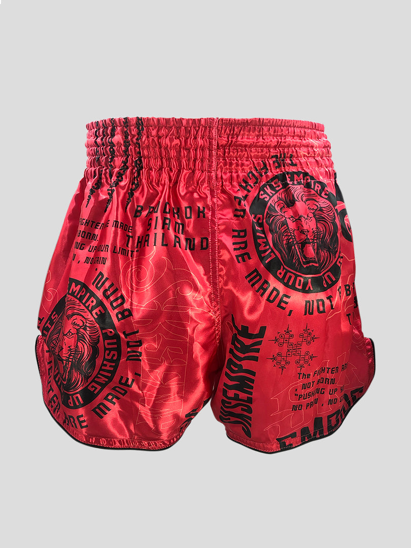 SKS Muay Thai Shorts Sakyant “Stickerbomb” - Rot / Schwarz