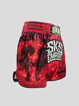 SKS Muay Thai Shorts Sakyant “Stickerbomb” - Rot / Schwarz