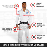 Sanabul Essential Leichtgewicht Brasilianisches Jiu Jitsu Gi - Vorgewaschene Baumwolle - IBJJF genehmigt - Weiß