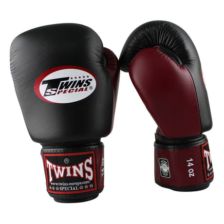 Twins Special BGVL 3 Boxhandschuhe - Echt Leder - Schwarz / Weinrot