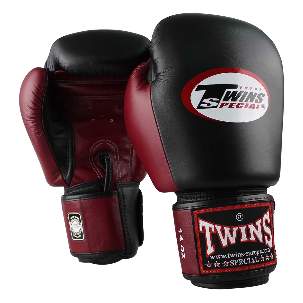 Twins Special BGVL 3 Boxhandschuhe - Echt Leder - Schwarz / Weinrot