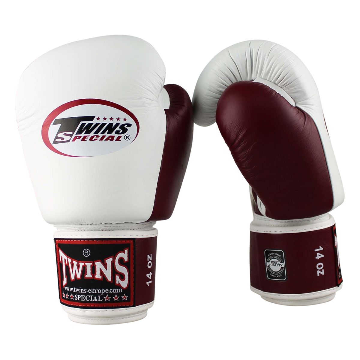 Twins Special BGVL 3 Boxhandschuhe - Echtes Leder - Weiß / Weinrot