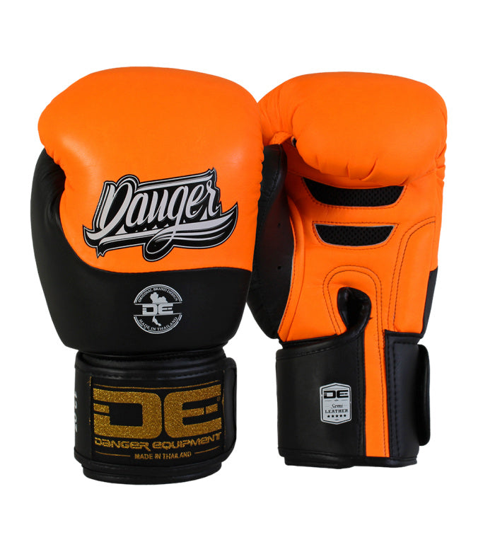 Danger Evolution Black Handballhandschuhe - Semi Leder - Neon Orange/Schwarz
