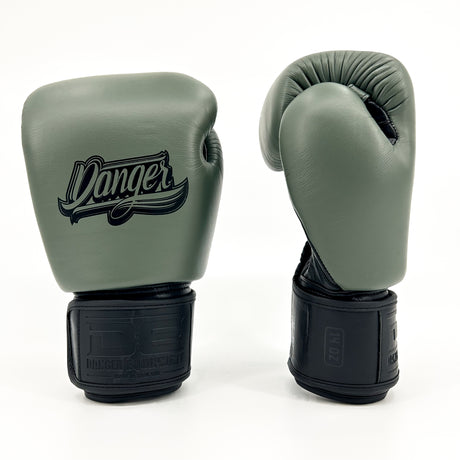 Danger Supermax Boxhandschuhe - Army Edition - Echtes Leder - Olivgrün
