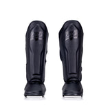 Danger Supermax Schienbeinschoner - Black Edition - Echt Leder - Schwarz