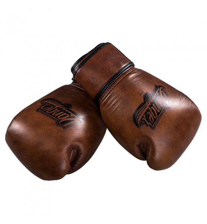 Danger Thai Legend Boxhandschuhe - Echtes Leder - Braune Retro-Optik