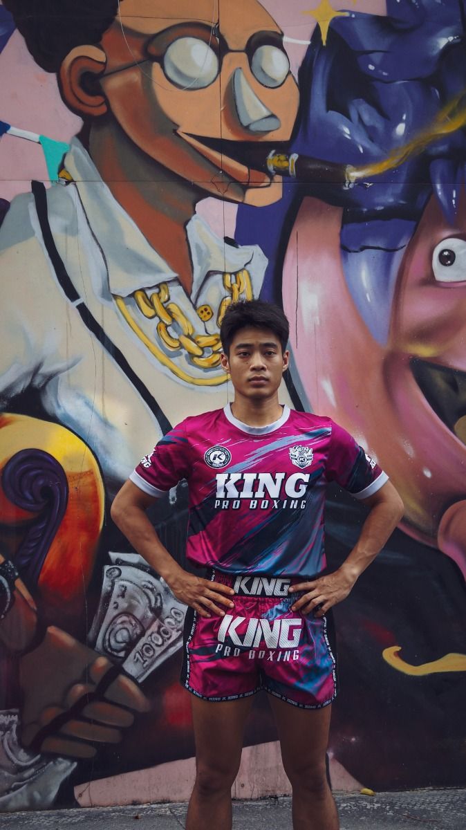 King Pro Boxing Storm 3 Muay Thai Shorts - rot/dunkelblau