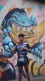 King Pro Boxing Storm 1 Muay Thai Shorts - schwarz/dunkelblau
