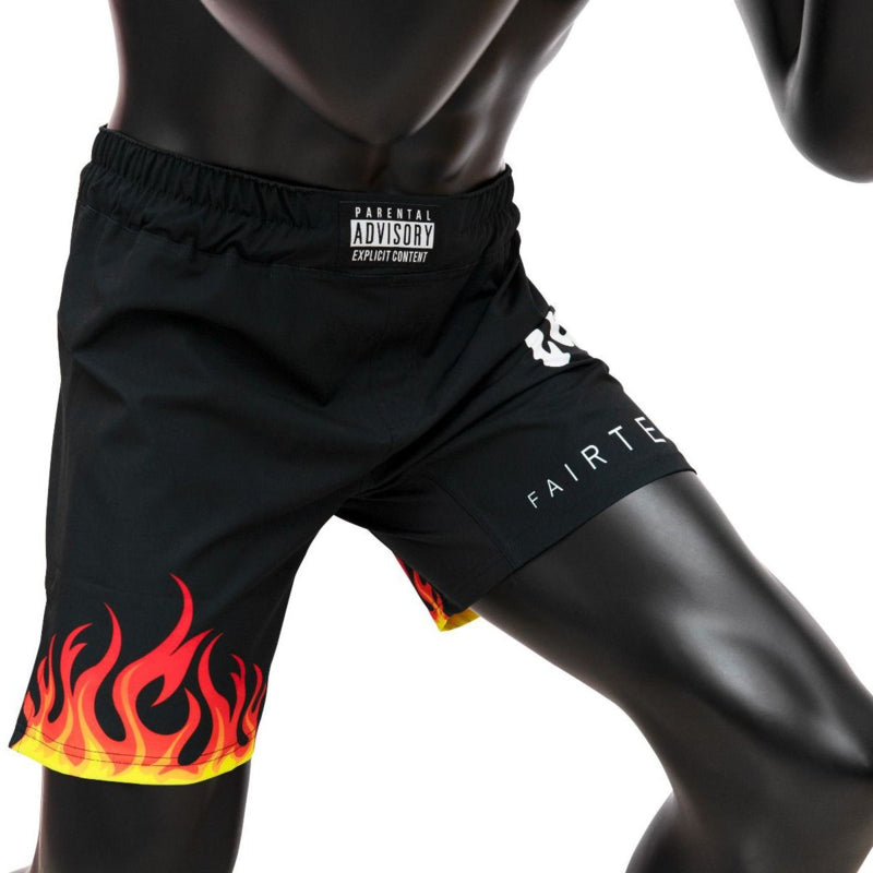 Fairtex AB12 Burn Board Shorts - MMA Shorts - Schwarz/Orange/Gelb