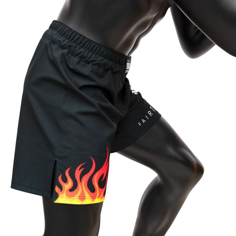 Fairtex AB12 Burn Board Shorts - MMA Shorts - Schwarz/Orange/Gelb