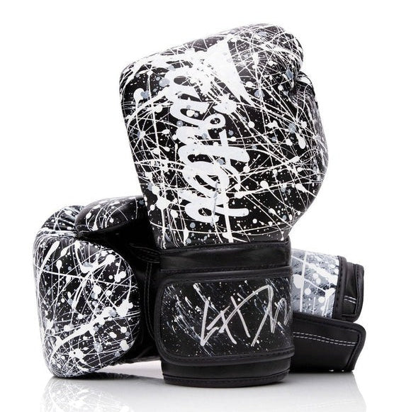 Fairtex BGV14PT Mikrofaser Boxhandschuhe - Kunstkollektionen - Painter Schwarz/Weiß