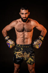 Fairtex BS1931 Muay Thai Shorts - Heart of Gold - schwarz/gold